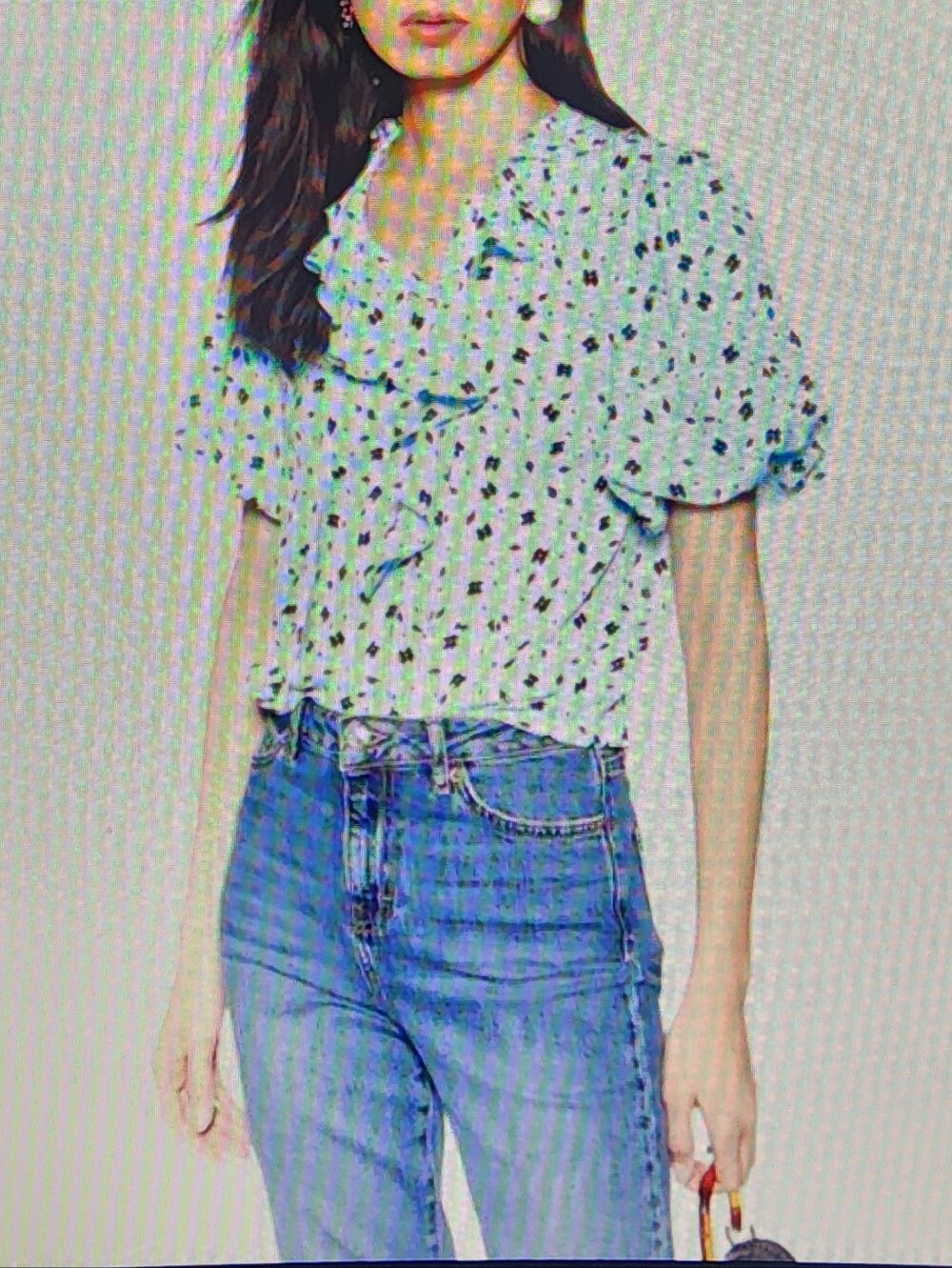 TOPSHOP Blue Ruffle Tea Top Blouse